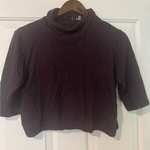 Women's Purple Cropped Turtleneck Top